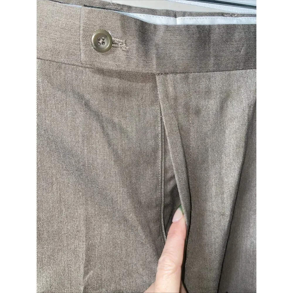 Braggi by Louis Raphael Men’s Pants 38x32 Pleated Cuffed Dress Slacks Khaki